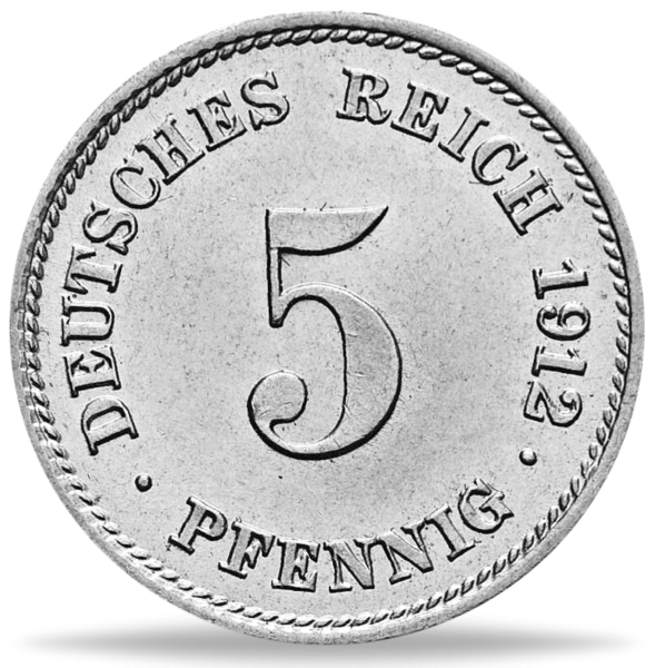 5 Pfennig „Großer Adler - G“ 1912 - Münze Vorderseite