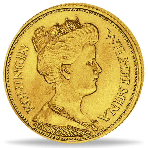 5 Holländische Gulden Wilhelmina - Münze Vorderseite