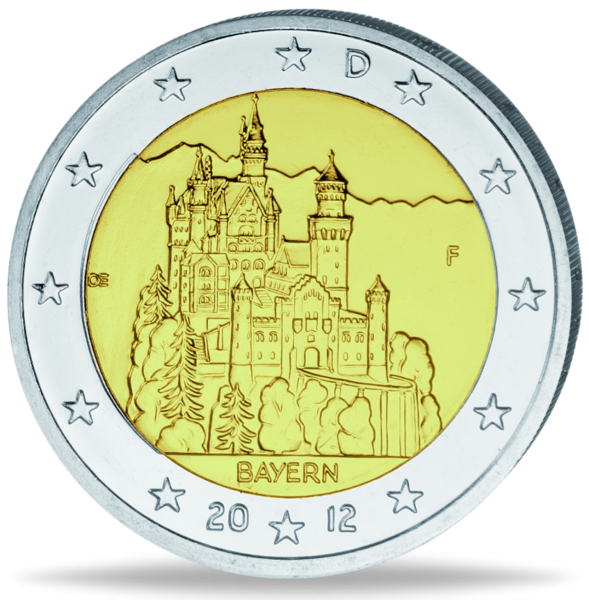 2 Euro „Schloss Neuschwanstein“ Bayern - Prägestätte F - Münze Vorderseite