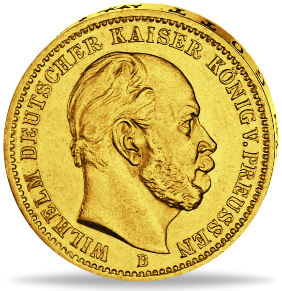 Preußen 20 Mark „Kaiser Wilhelm I. - B“ 1873 - Gold - Münze Vorderseite