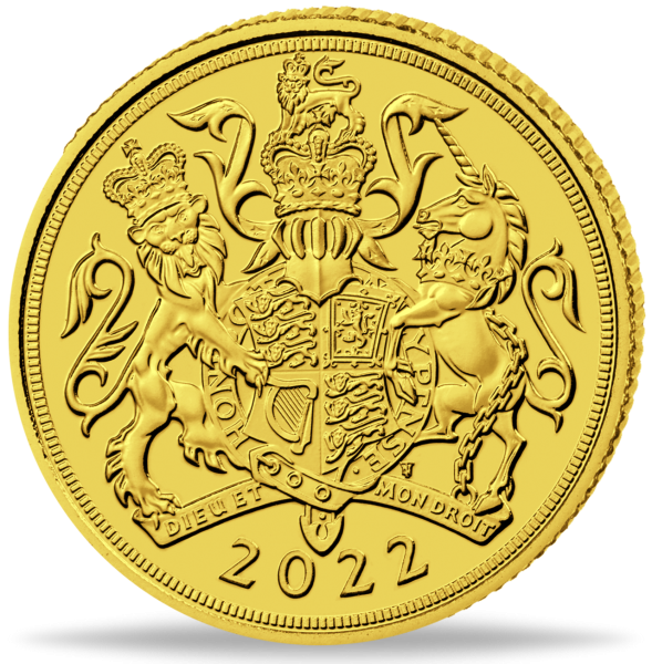 1/2 Sovereign 2022, Königin  Elisabeth II., St. George - Gold - Münze Vordrseite