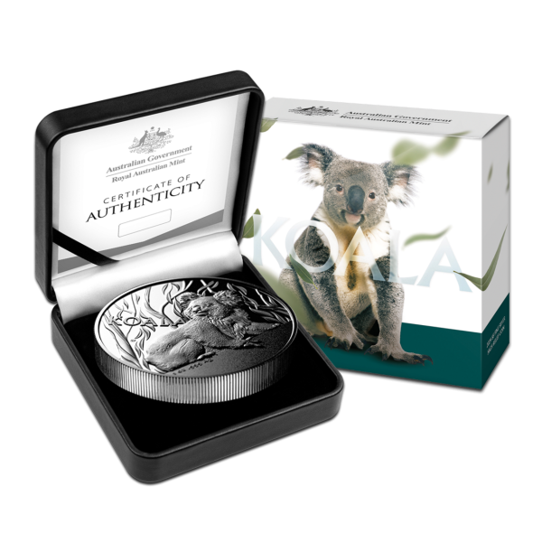 Australien 5 Dollar Koala High Relief 1 Unze Silber PP 2024 - Lieferumfang