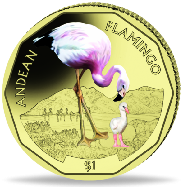 1 $ Andenflamingo - Münze Vorderseite