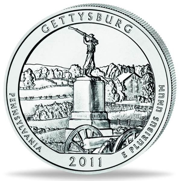 1/4 US-Dollar Gettysburg - National Park - Münze Vorderseite