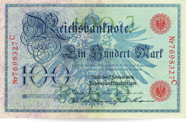100 Mark Ro. 33 rotes Siegel - Banknote Vorderseite