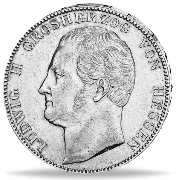 Hessen-Darmstadt, Doppeltaler „Großherzog Ludwig II.“, 1844 - Münze Vorderseite