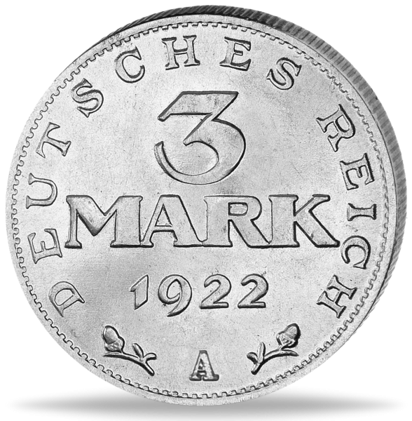 3 Mk Adler mit Datum 1922 - Münze Vorderseite