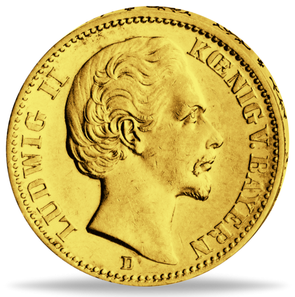 Königreich Bayern, 10 Mark „König Ludwig II.“ 1872 - Gold - Münze Vorderseite