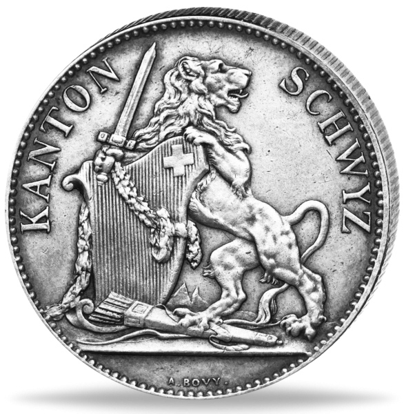 5 Schweizer Franken - Silber - 1867, Schwyz Schützenthaler - Münze Vorderseite