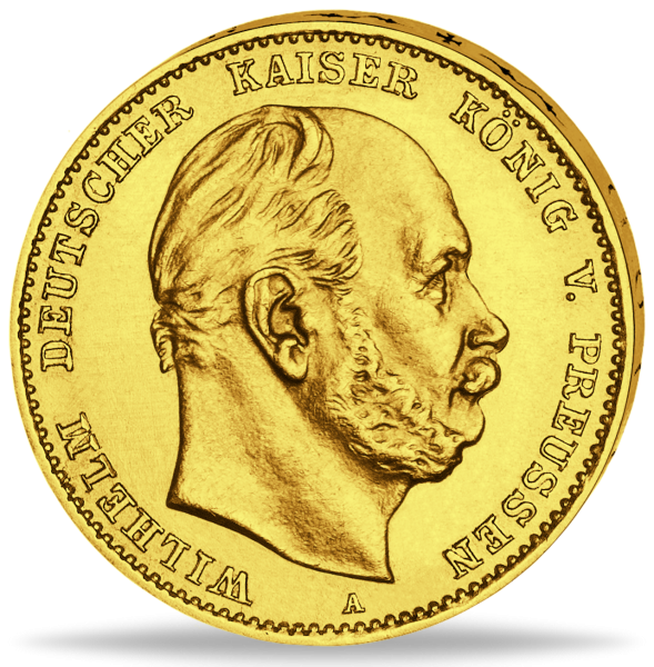 Preußen 10 Mark „Kaiser Wilhelm I. - A“ 1874 - Gold - Münze Vorderseite