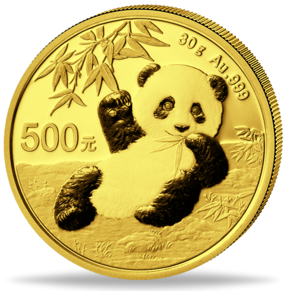 China, 500 Yuan 2020, China Panda, 30 g Gold - Münze Vorderseite