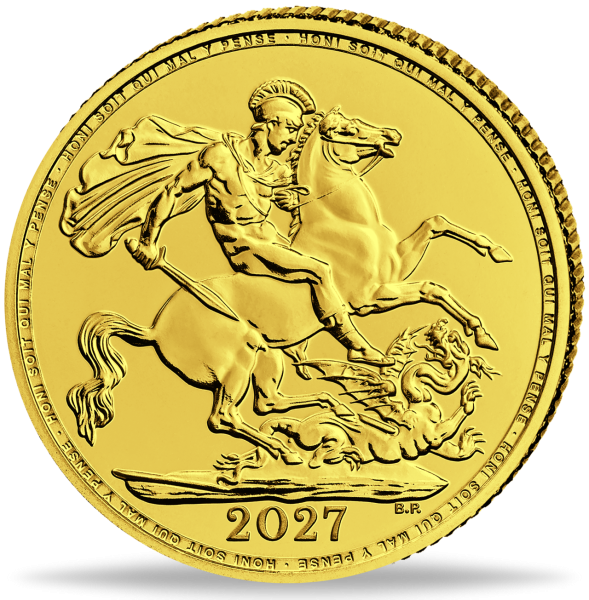 1 Pfund Sovereign Charles III. 2027, Gold - Münze Vorderseite