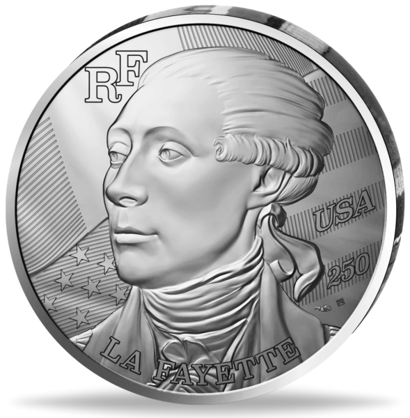 10 Dollar 250 Jahre USA George Washington La Fayette Silber - Münze Vorderseite