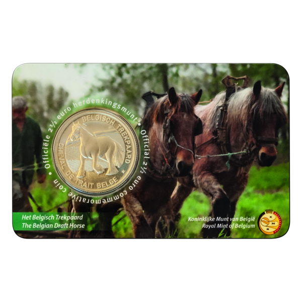 2,5 Euro Zugpferd, 2026, in flämischer Coincard - Coincard Vorderseite
