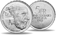 5 Schweizer Franken Ernest Ansermet - Münze Vorderseite / 5 Schweizer Franken Ernest Ansermet - Münze Rückseite 5 Schweizer Franken Ernest Ansermet - Münze Vorderseite / 5 Schweizer Franken Ernest Ansermet - Münze Rückseite