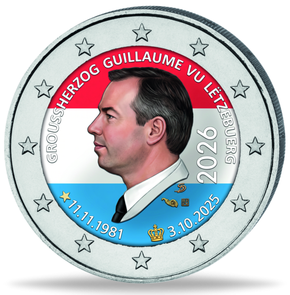 2 Euro Thronbesteigung u. 45. Geb. Großherzog Guillaume - Münze Vorderseite