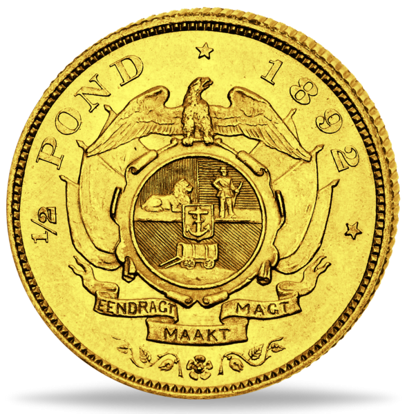 Südafrika, 1/2 Pfund (Pond) 1892-1897 Ohm Krüger - Gold - Münze Vorderseite