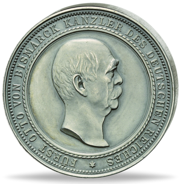 Silber-Medaille Fürst Bismarck - Großer Wappenschild - 1890 - Vorderseite