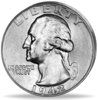 25 Cent „George Washington“ (Quarter) Münze Vorderseite 25 Cent „George Washington“ (Quarter) Münze Vorderseite