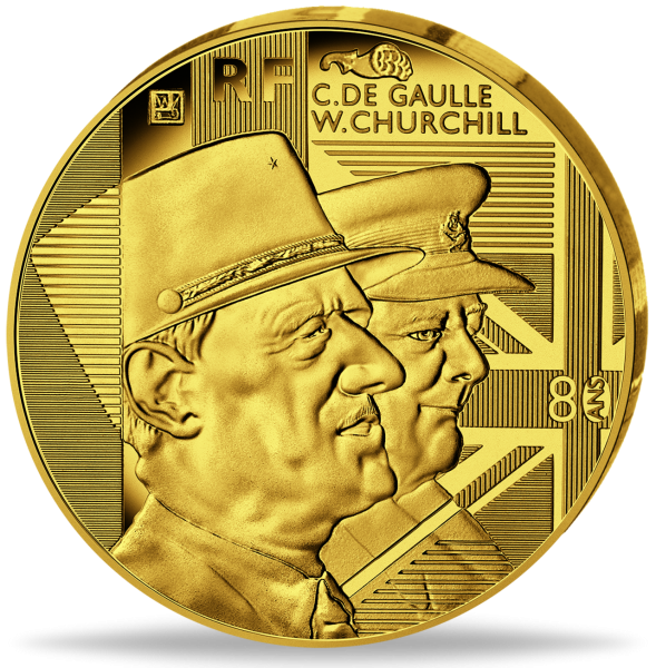 5 Euro de Gaulle und Churchill Gold - Münze Vorderseite
