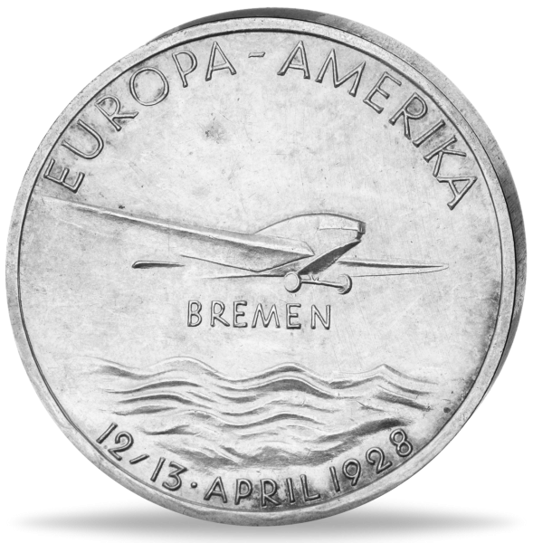 1. Ost-West-Ozeanflug der Bremen 1928 - Silber-Gedenkprägung - Vorderseite