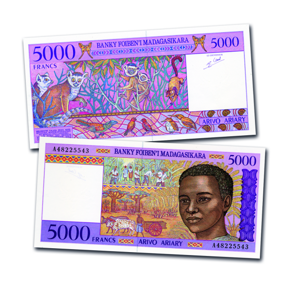 5000 Francs Banknote Madagaskar
