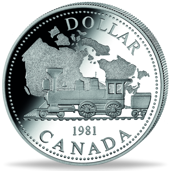 1 CAN-Dollar 1981 Eisenbahn - Silber - Münze Vorderseite