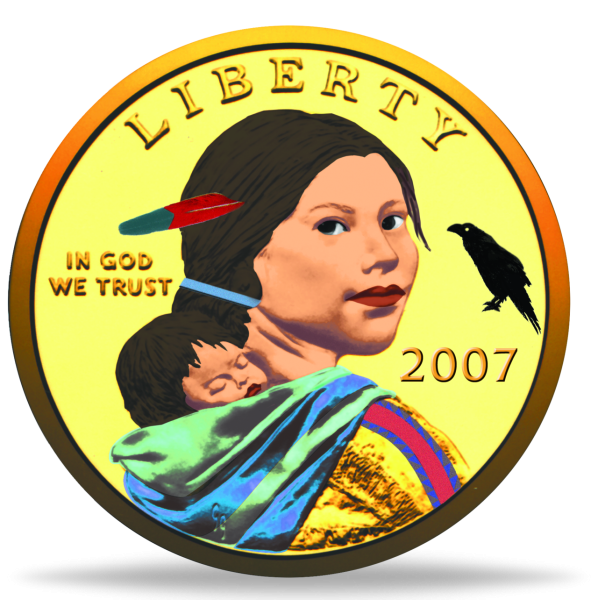 1 US-$ „Sacagawea - Crow“ - Münze Vorderseite