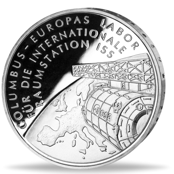 10 Euro Columbus Internationale Raumstation ISS - Vorderseite Münze