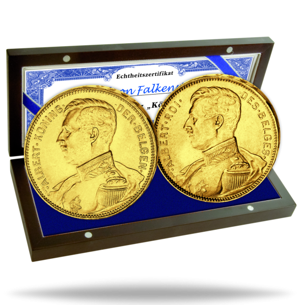 2er Goldsatz 20 Belgische Francs Albert in Uniform - Satzbild