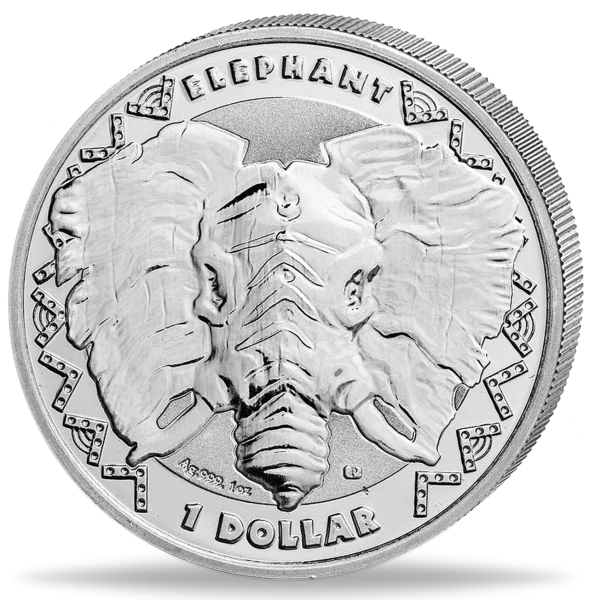 1 Dollar Elefant - Vorderseite Münze