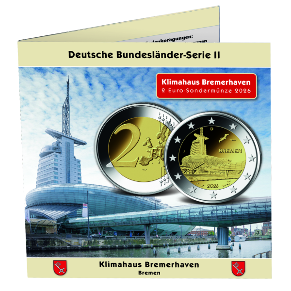 5 x 2 Euro Klimahaus Bremerhaven, 2026, bfr., A-J im Album - Satzbild