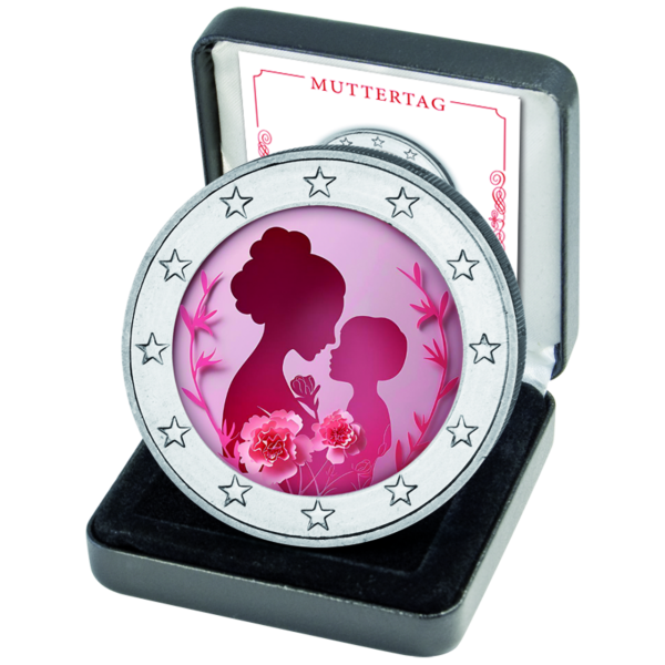 2 Euro Muttertag, 2026, bfr., Farbapplikation, Etui - Münze in Etui