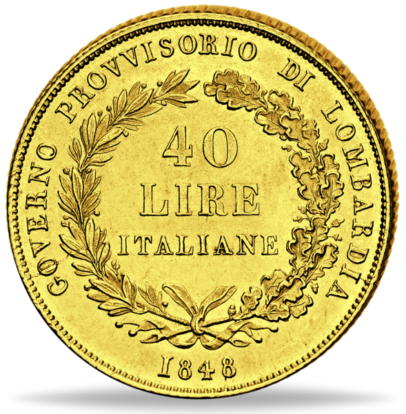 Italien / Lombardei, 40 Lire 1848 - Münze Vorderseite