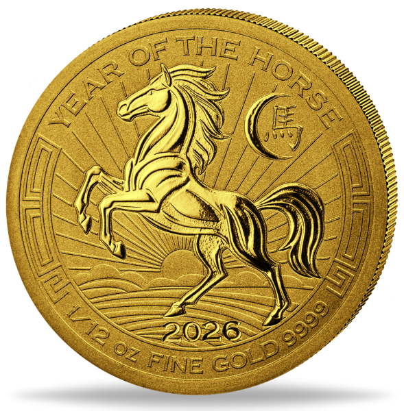 Ruanda 100 RWF Jahr des Pferdes 1/12 Unze Gold 2026 - Münze Vorderseite