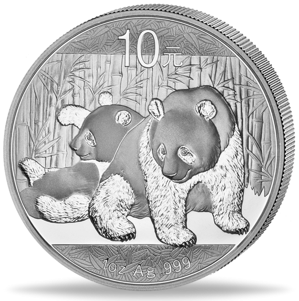10 Yuan 1 Unze Silber Panda 2010 - Münze Vorderseite