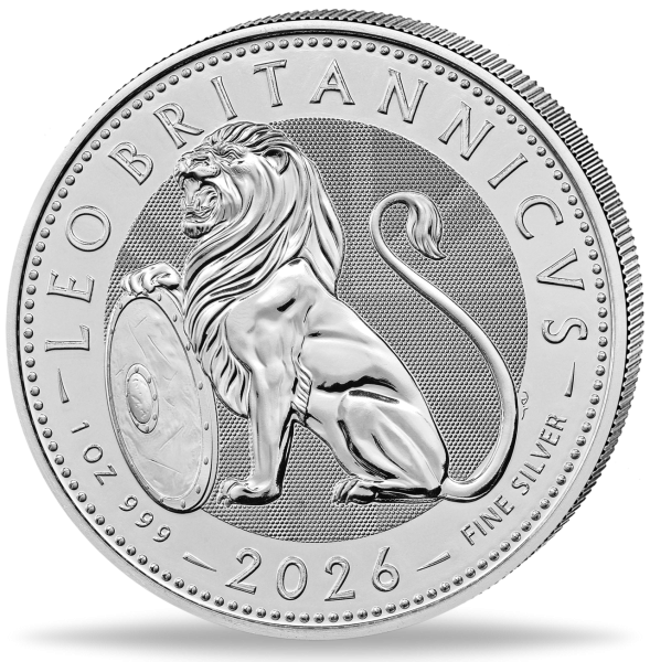 Großbritannien 2 Pfund British Lion 2026 1 Unze Silber - Münze Vorderseite