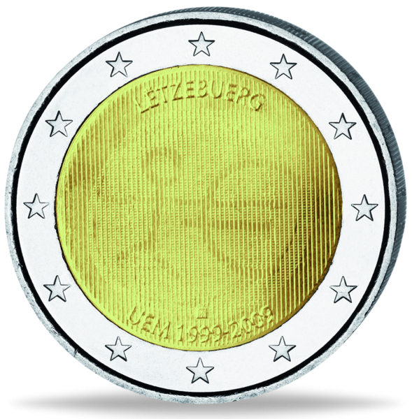 Luxemburg, 2 Euro „10 Jahre Euro“ 2009 - Münze Vorderseite