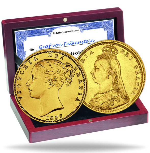 Großbritannien, 2x 1/2 Sovereign-Satz Queen Victoria (2 Münzen) - Satzbild