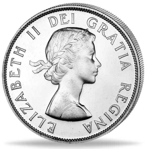 Kanada, 1 Dollar 1953-1963, Königin Elizabeth II. Kanu - Münze Vorderseite