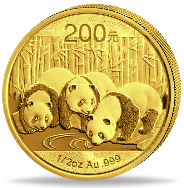 20 Yuan Panda 1/2 Unze Gold - Münze Vorderseite