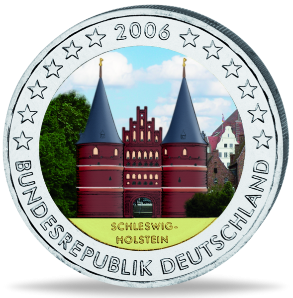 2 E Holstentor farbig - Münze Vorderseite
