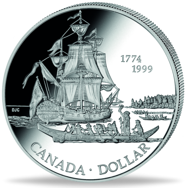 1 CAN-Dollar „Fregatte Santiago - 1999“ - Silber - Münze Vorderseite