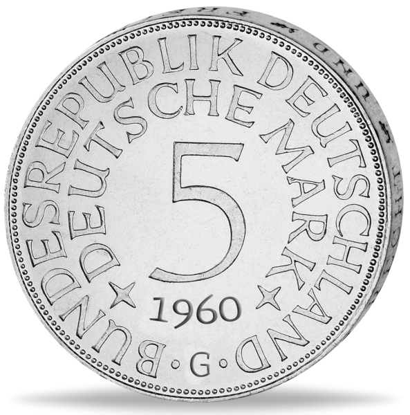 Bundesrepublik Deutschland, 5 DM 1960 G - J.387 Silberadler - Münze Vorderseite