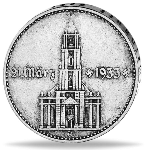 3. Reichs, 2 Reichsmark 1934 Garnisonkirche mit Datum J.355 - Münze Vorderseite