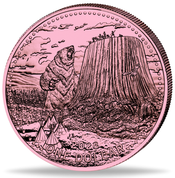 1 Dollar Devils Tower Myth - Münze Vorderseite