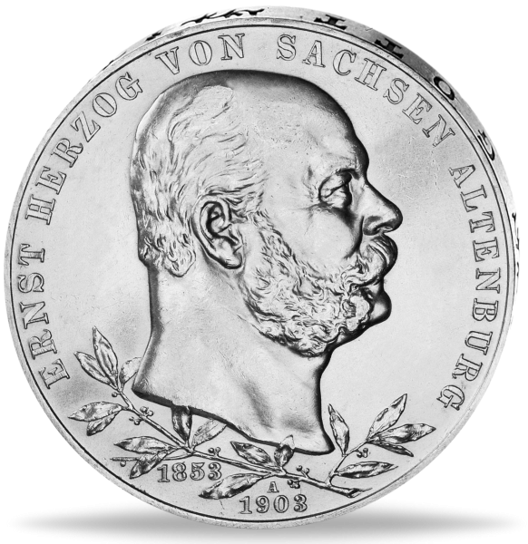 5 Mark „Ernst  50. Regierungsjubiläum“ 1903 - Silber - Münze Vorderseite