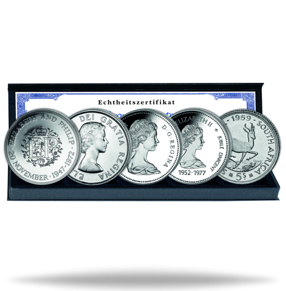 Commonwealth, Silber-Kollektion 100. Geb. Queen Elizabeth II. (5 Mz) - Satzbild