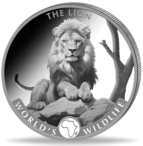 Kongo 20 Francs Löwe World´s Wildlife 1 Unze Silber 2025 - Münze Vorderseite
