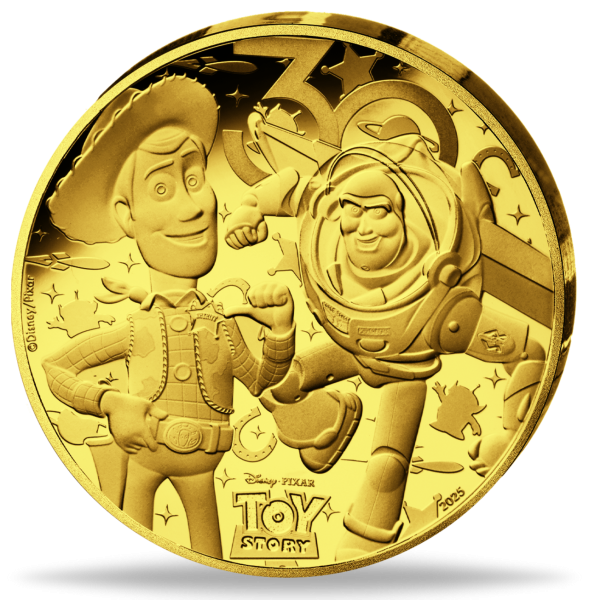 50 Euro Toy Story, 2025, 1/4 oz Gold, PP, Etui - Münze Vorderseite